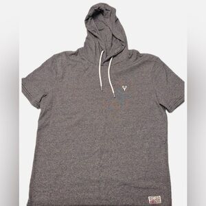 Scott Ellis British Heritage Striped Short Sleeve Hoodie Mens M Grey White